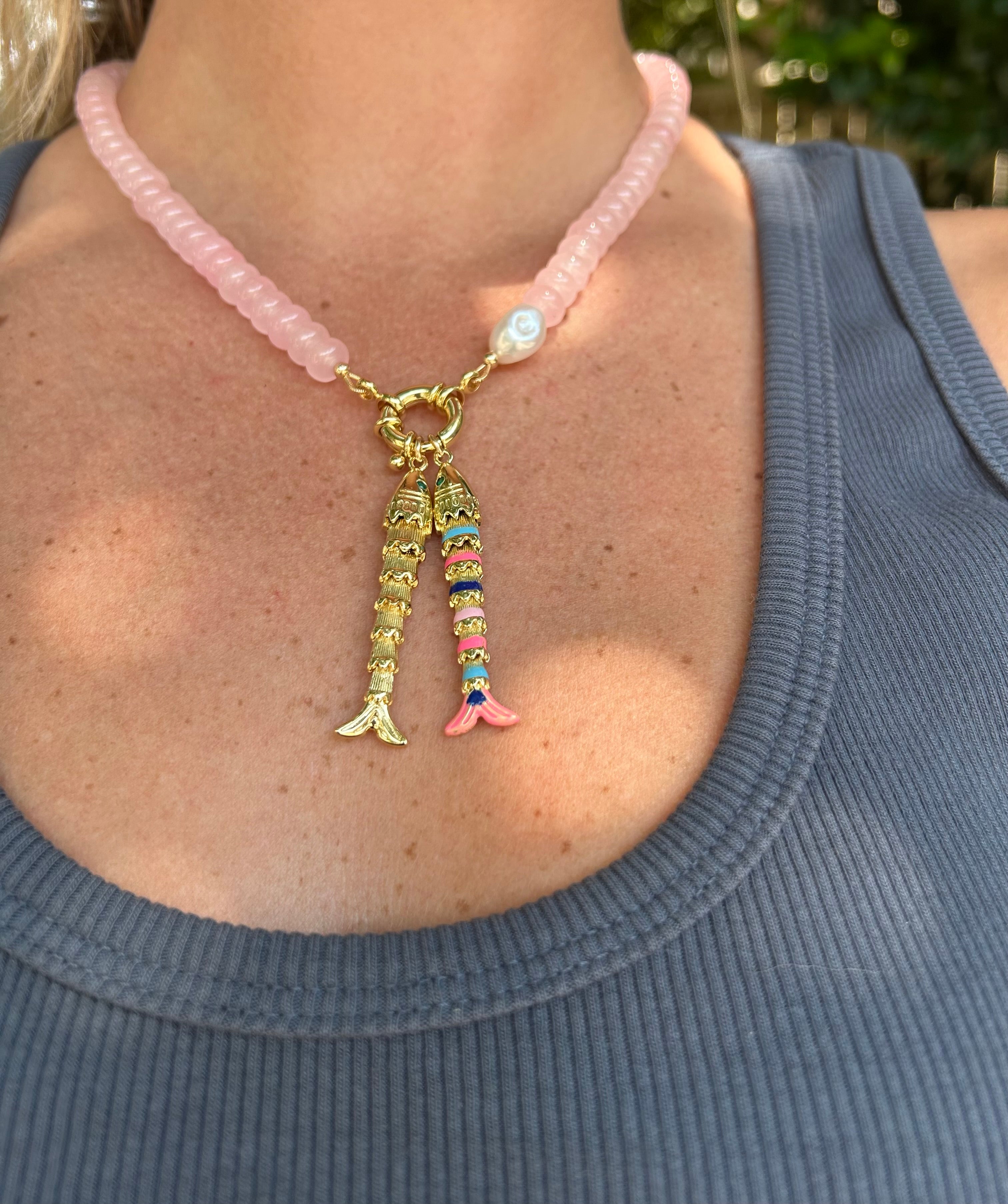 Gold Linked Fish Charm