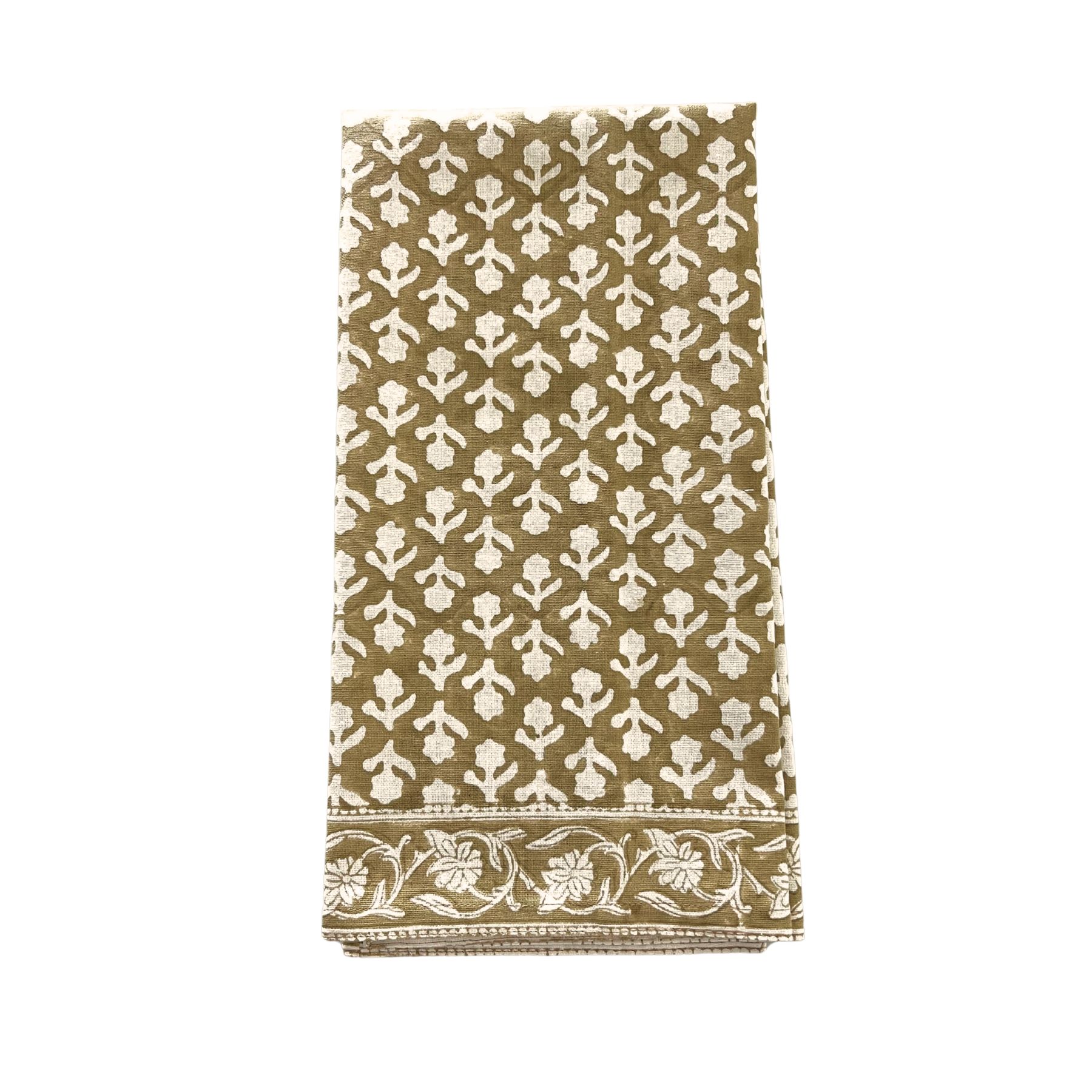 light brown block print kitchen towel