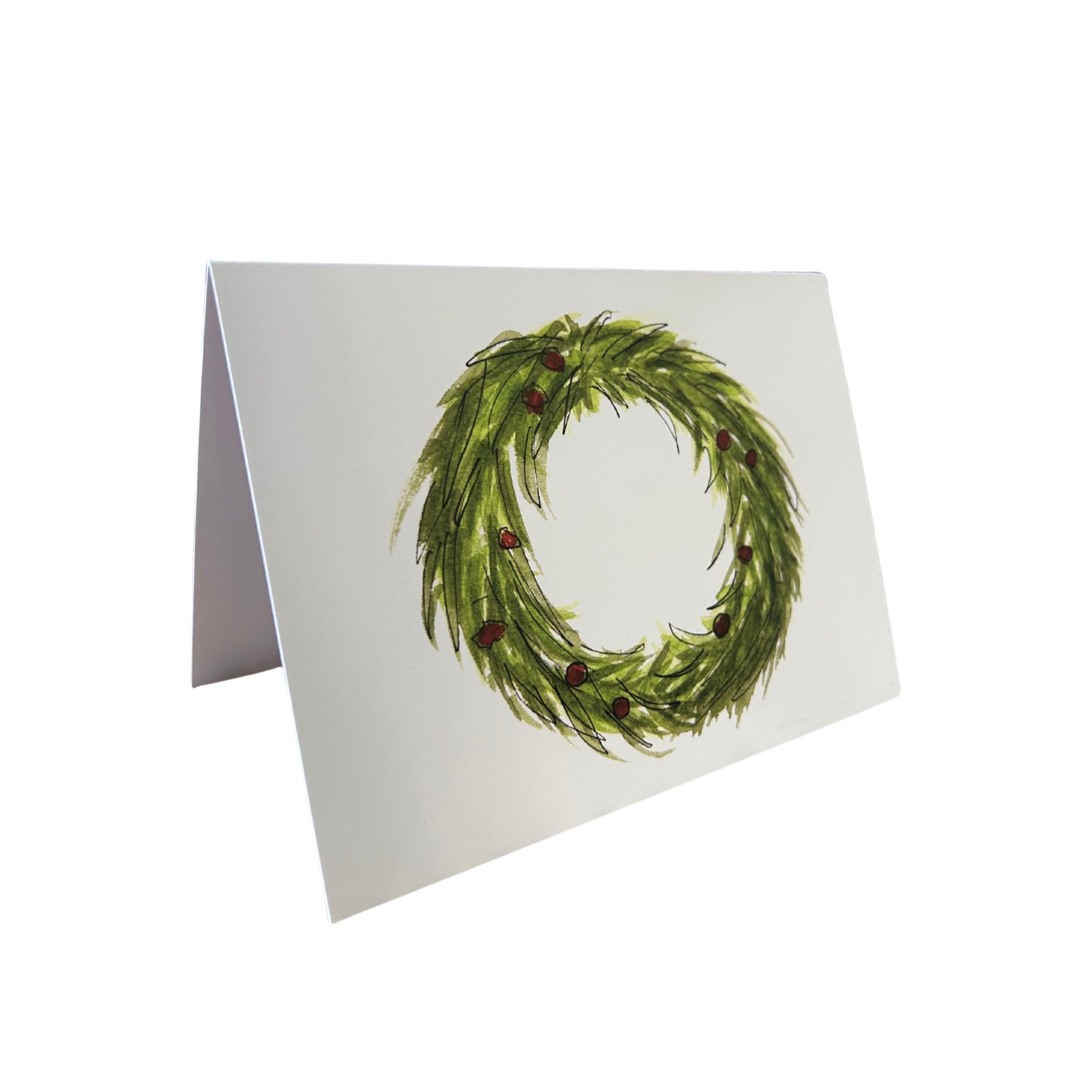 holiday wreath blank notecards