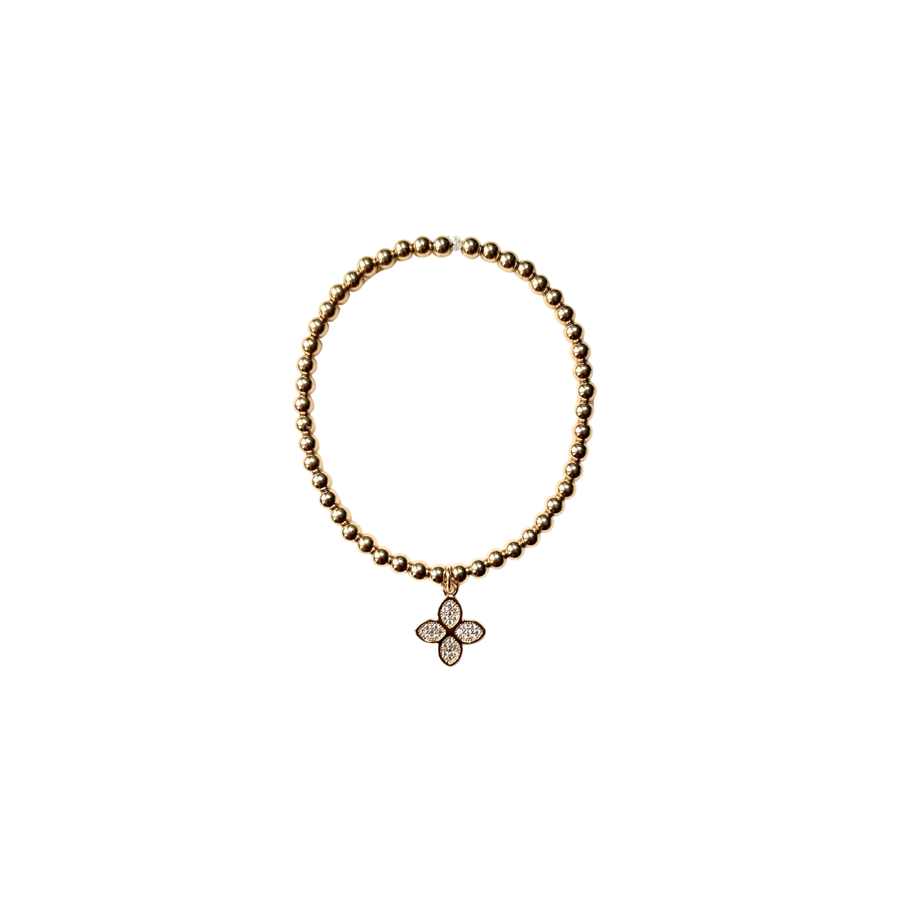 gold bracelet with flower charm