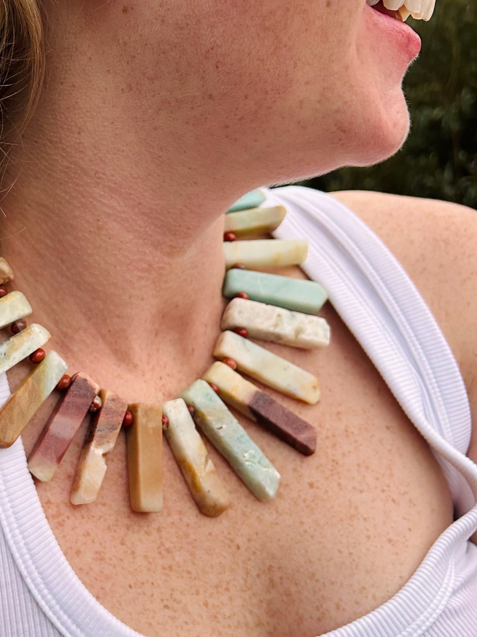 turquoise beaded stone necklace