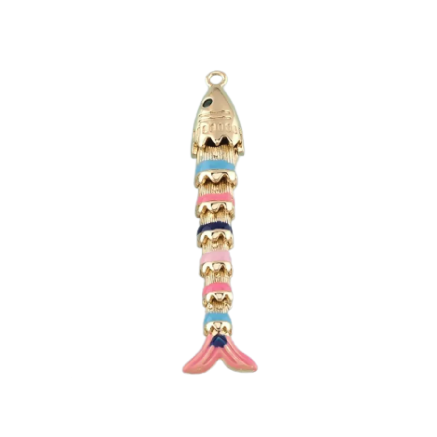 Multi Colored Linked Fish Charm
