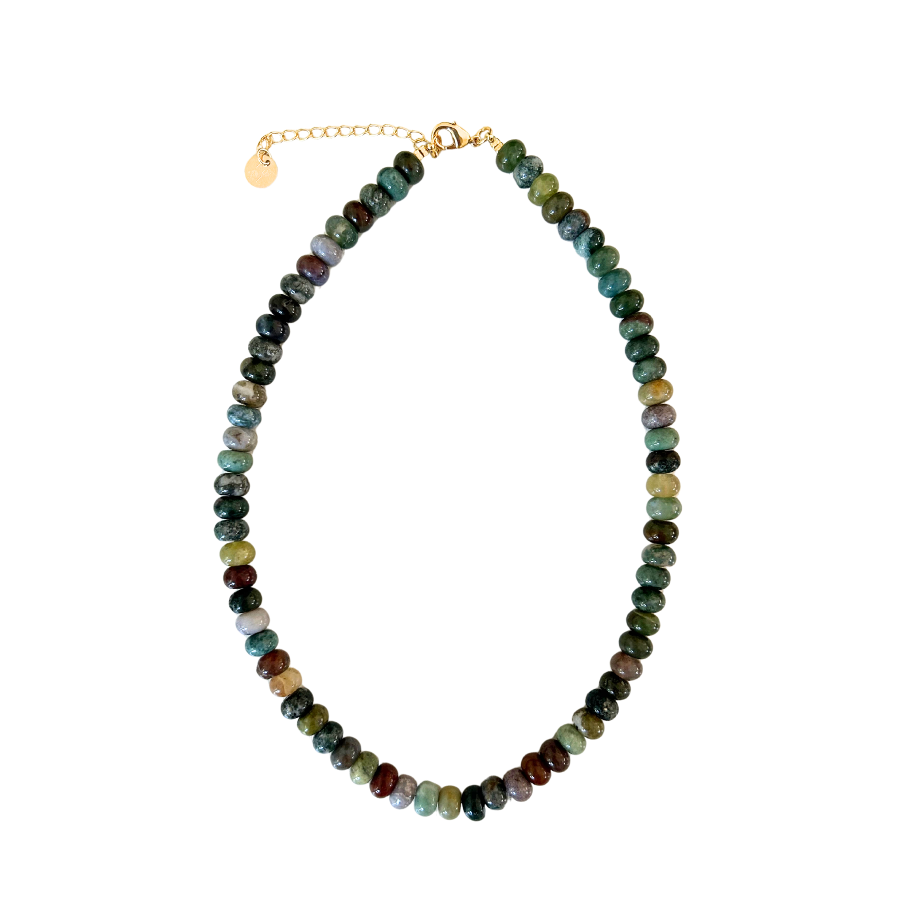 multi colored green beaded necklace