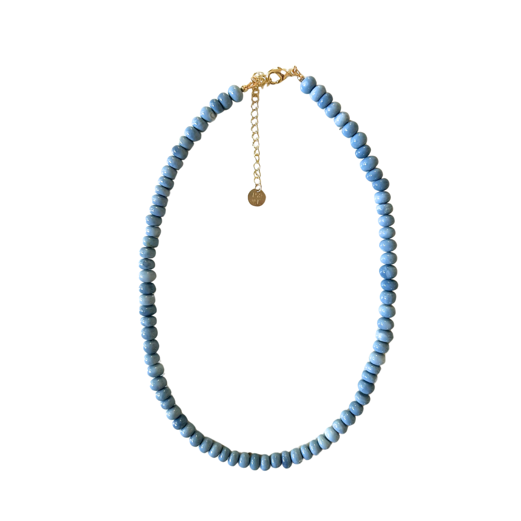 blue rondelle beaded necklace