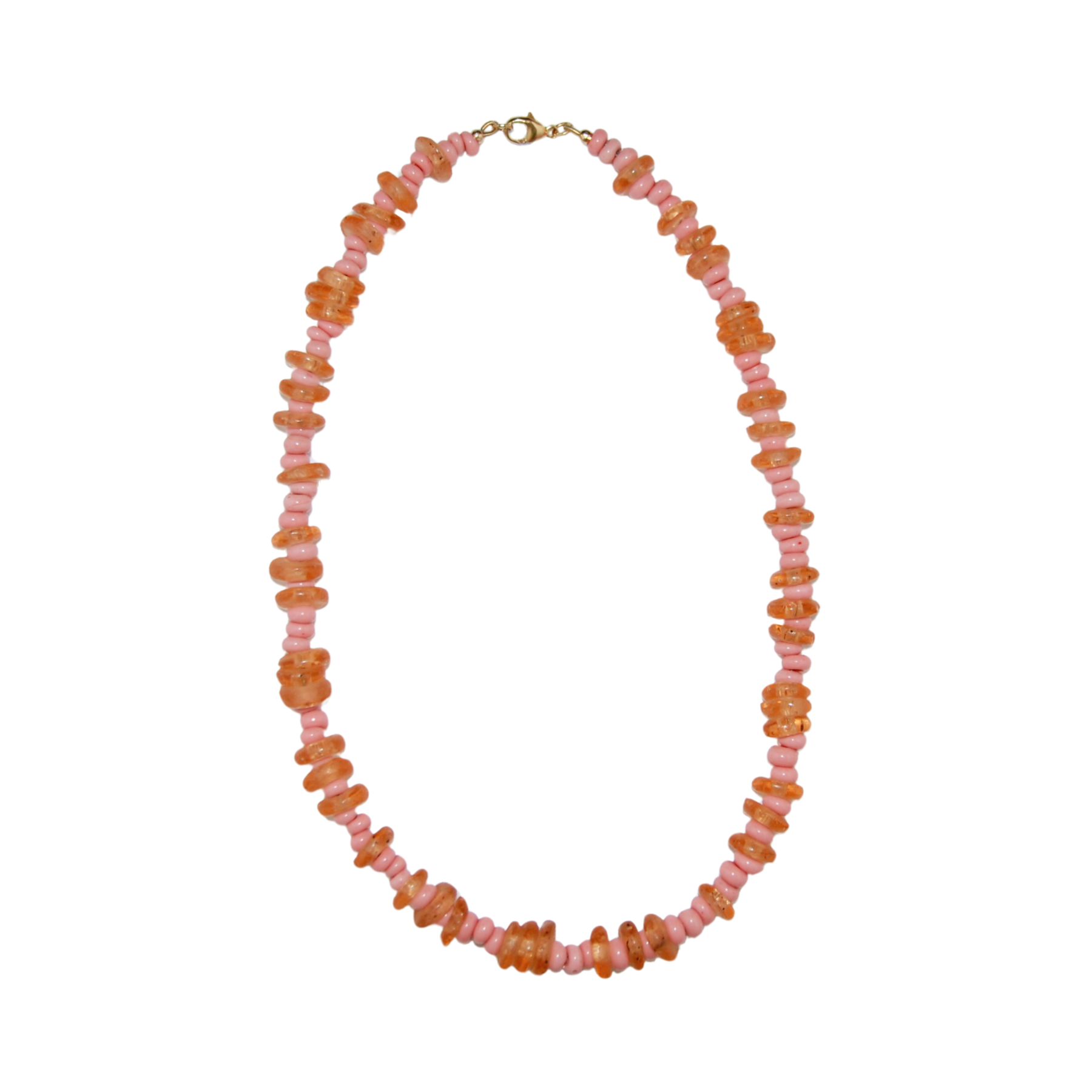 Necklace with pink and orange beads