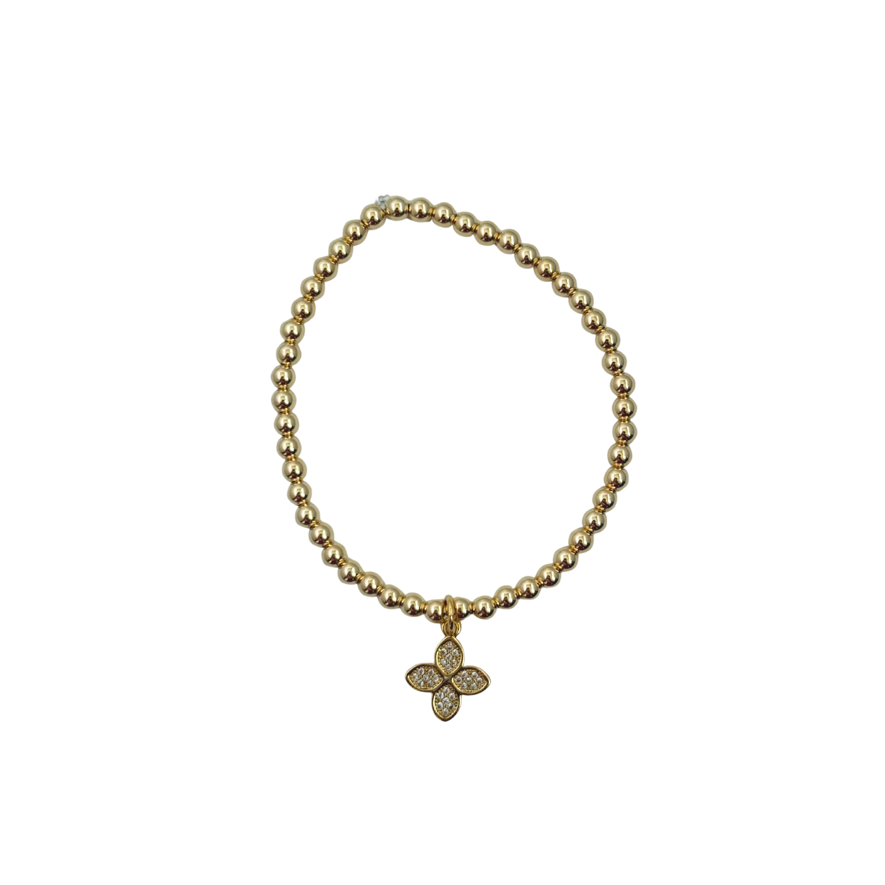 14k gold filled beaded bracelet with flower charm