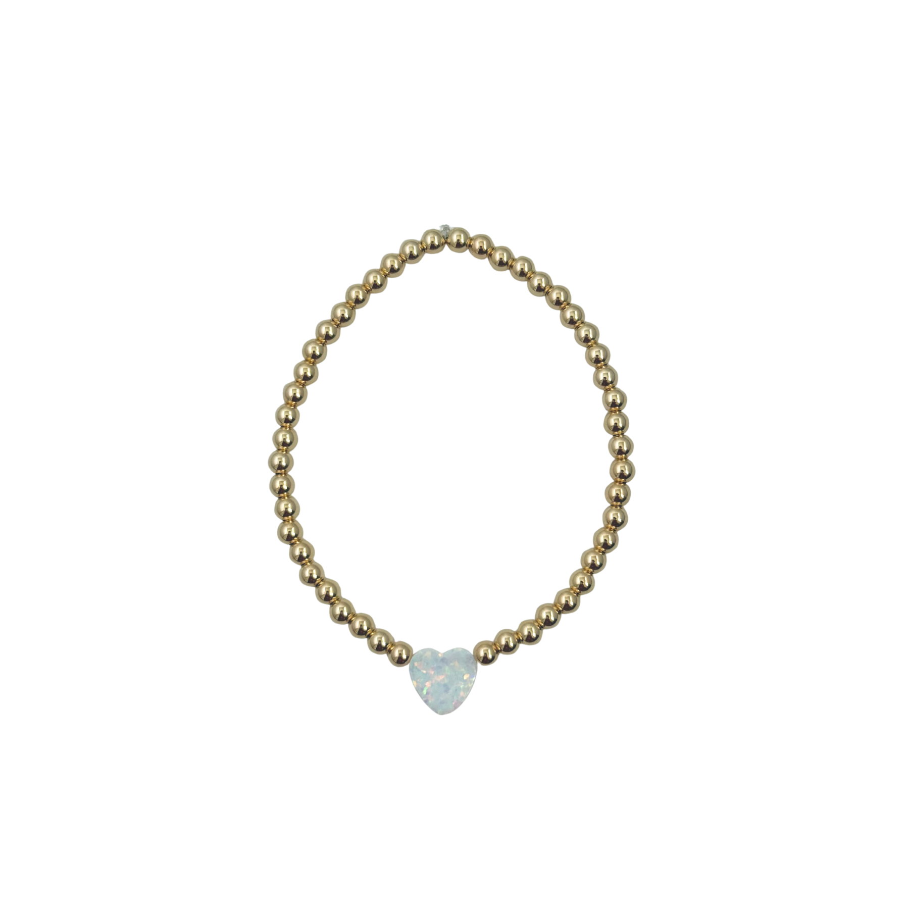 14k gold filled beaded bracelet with white heart