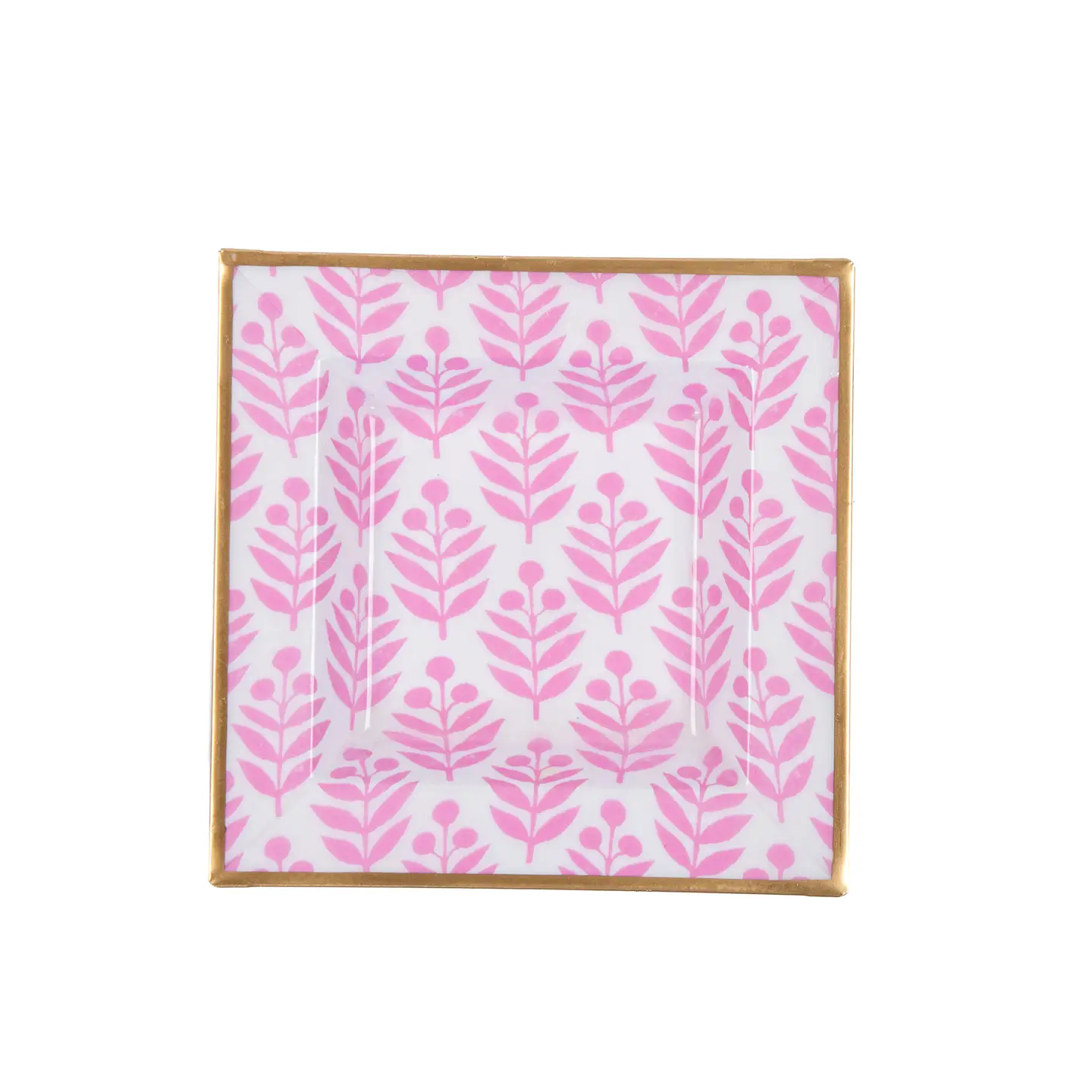 pink leaf patterned catch all tray