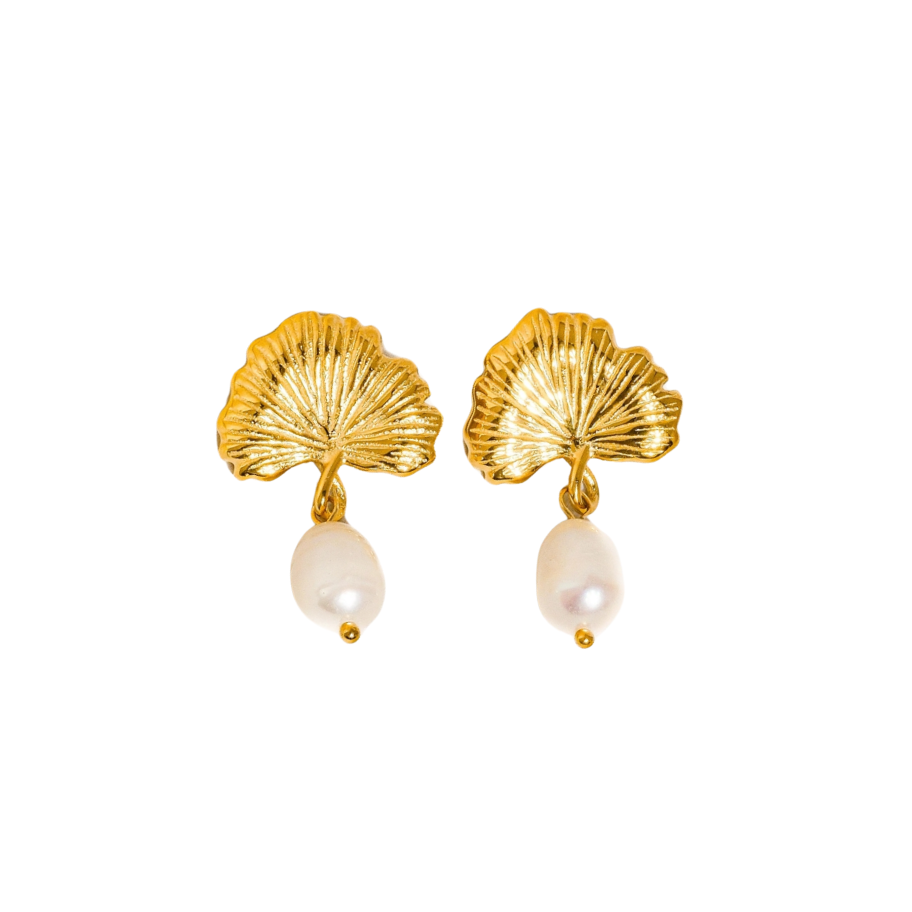Gingko Pearl Drop Earrings