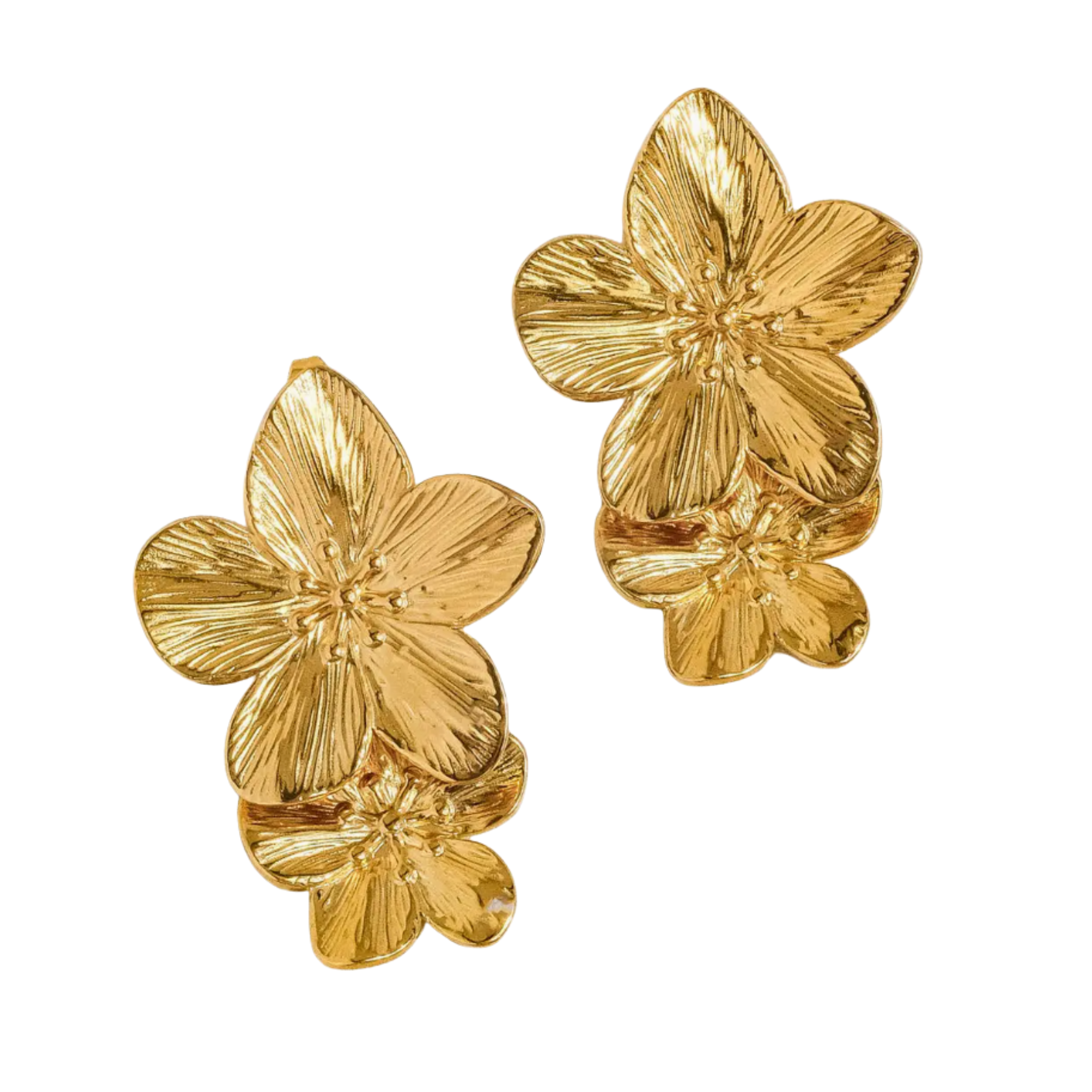 gold plated floral earrings