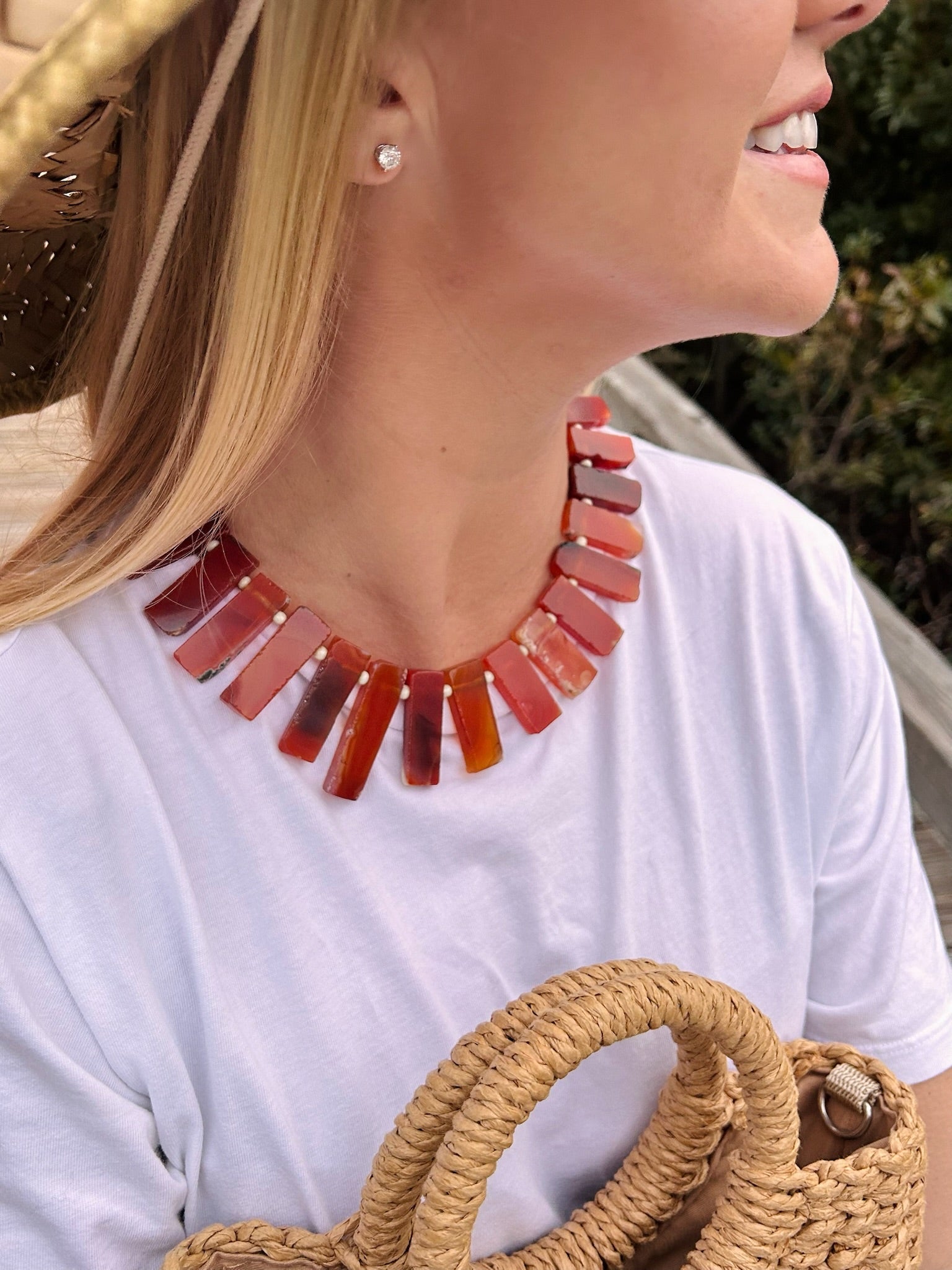 red stone beaded necklace 