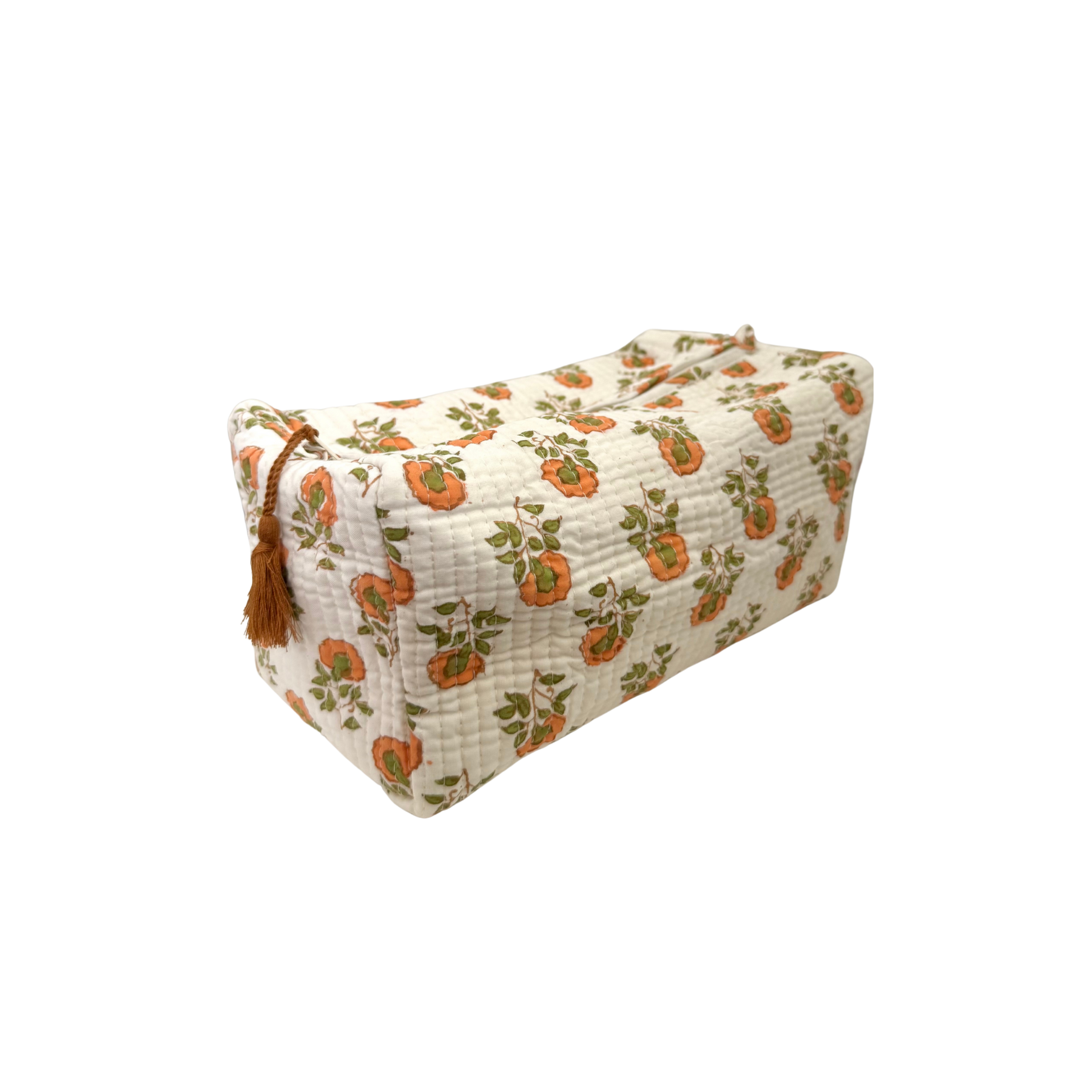 Orange Floral Toiletry Bag