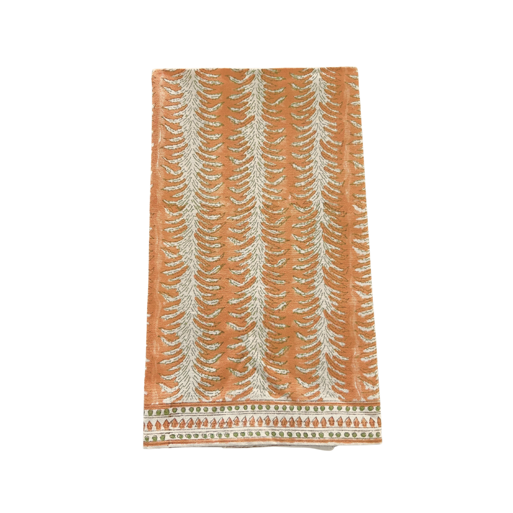 orange patterened kitchen towel