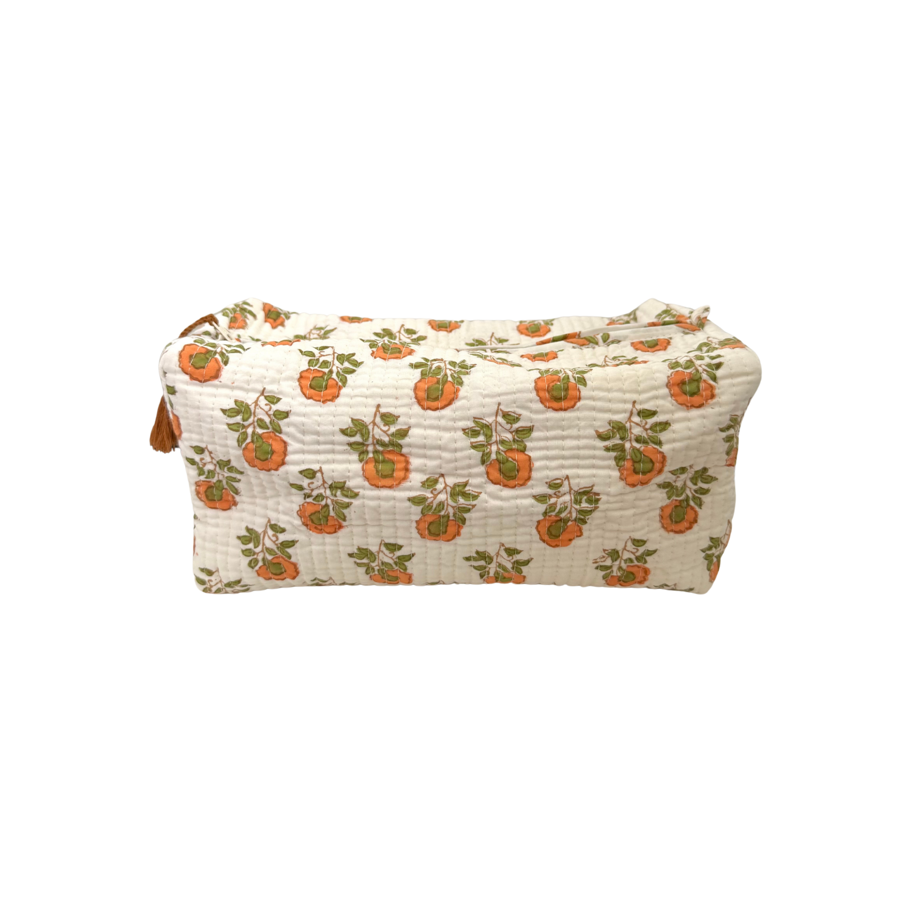 Orange Floral Toiletry Bag