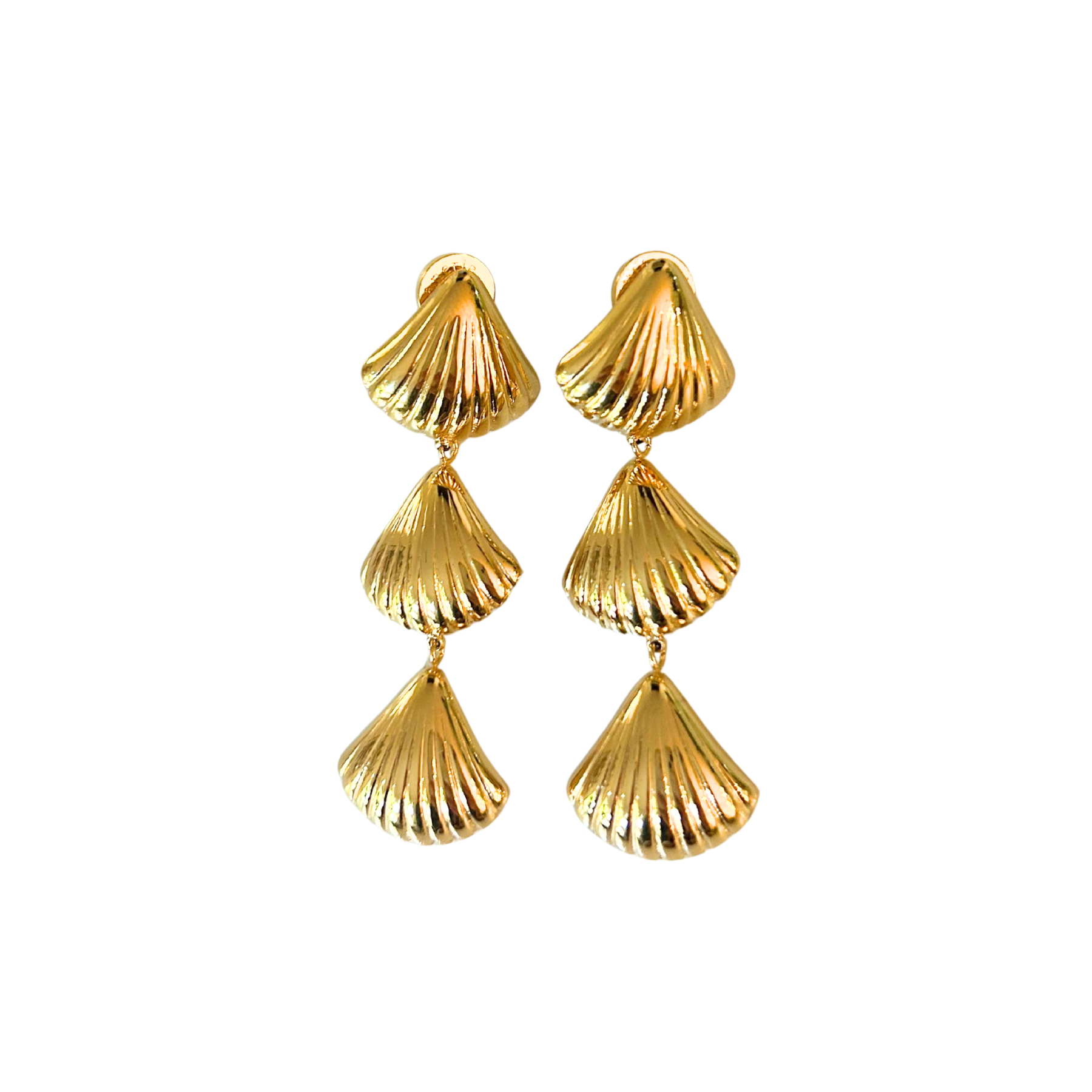 gold seashell dangle earrings