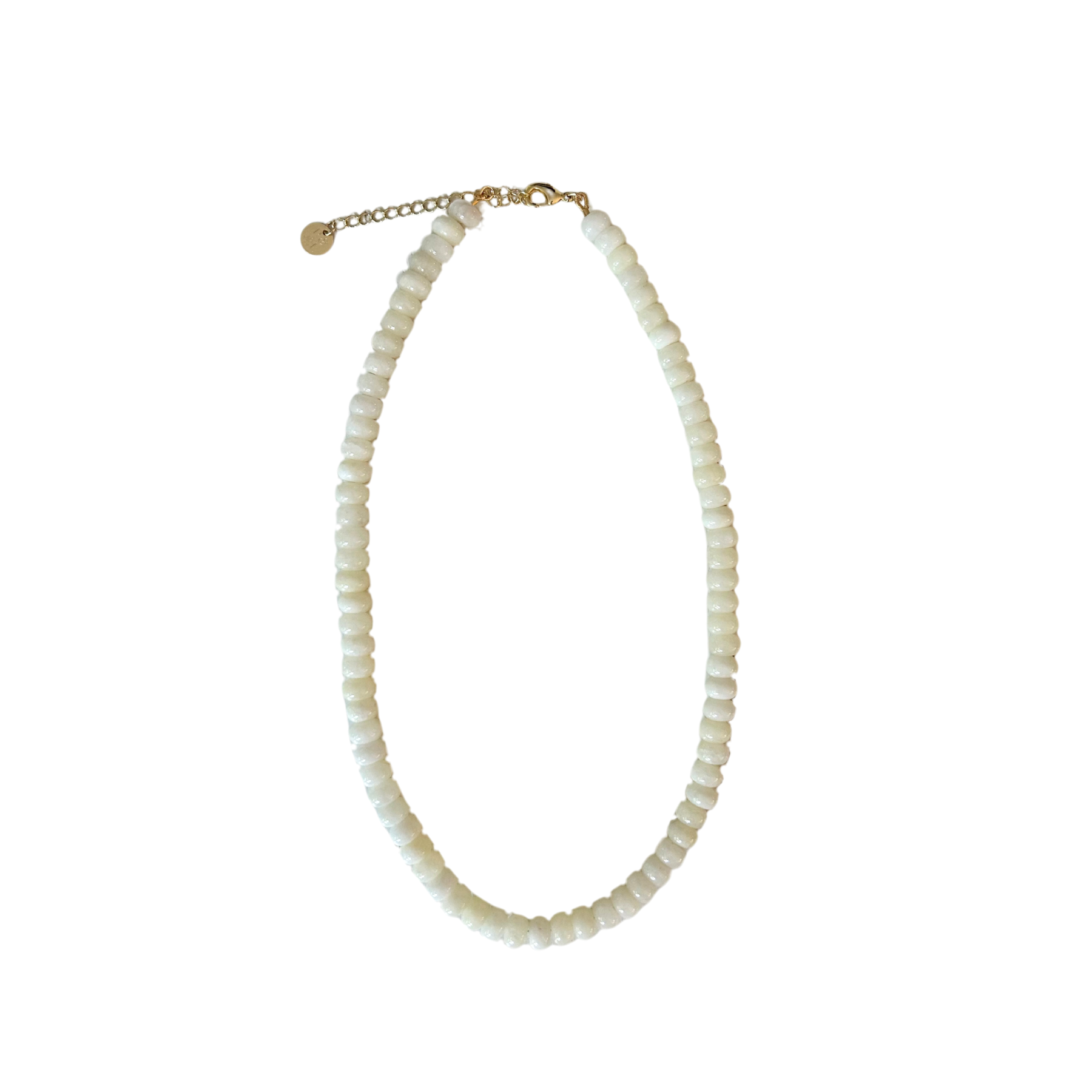 white rondelle beaded necklace