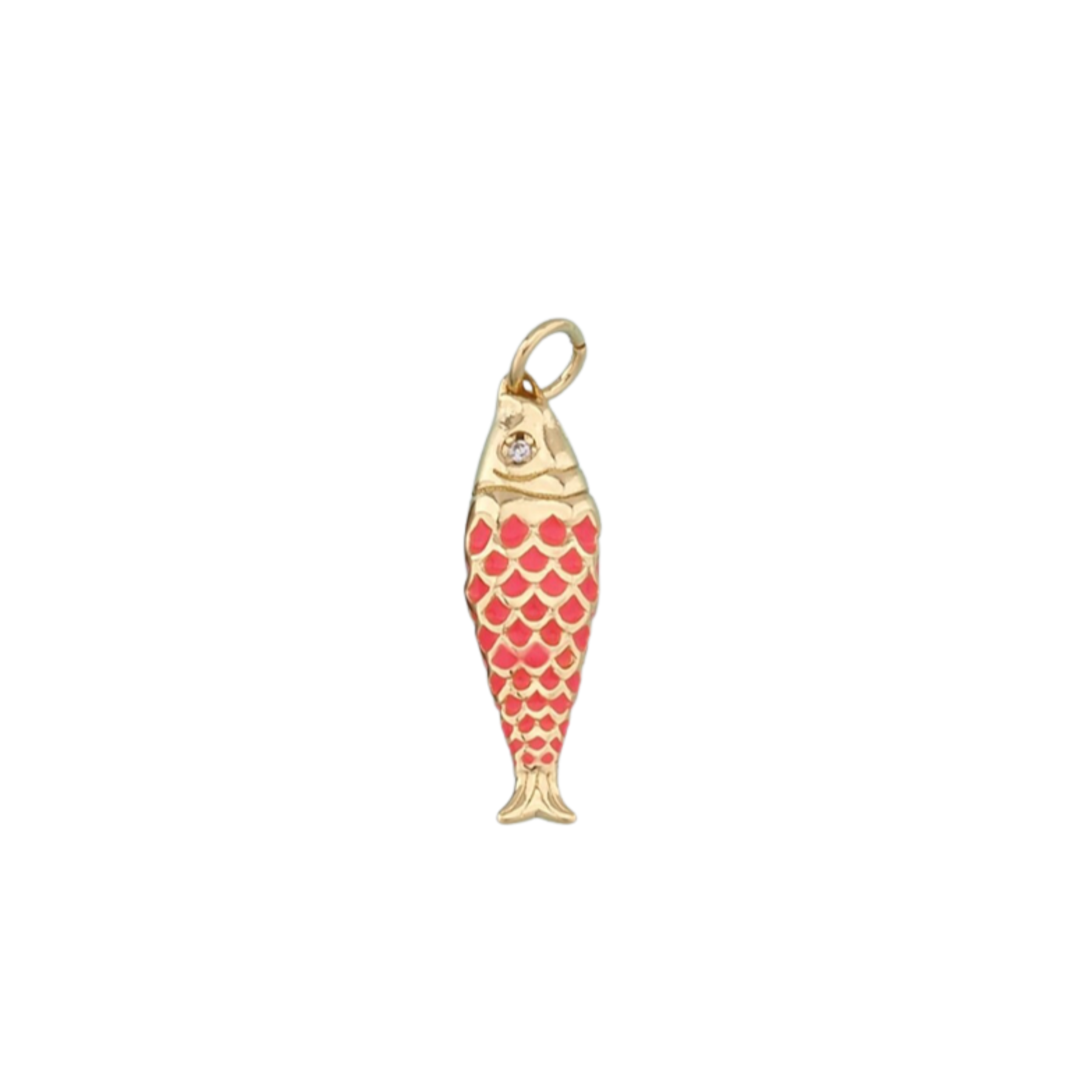 gold and pink fish charm for necklace