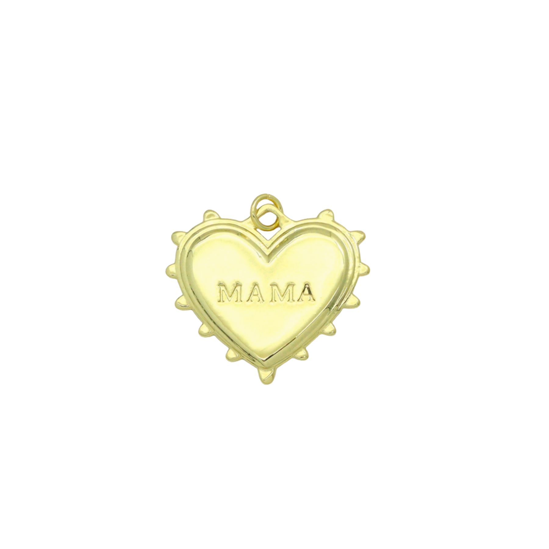 gold necklace charm that says mama 