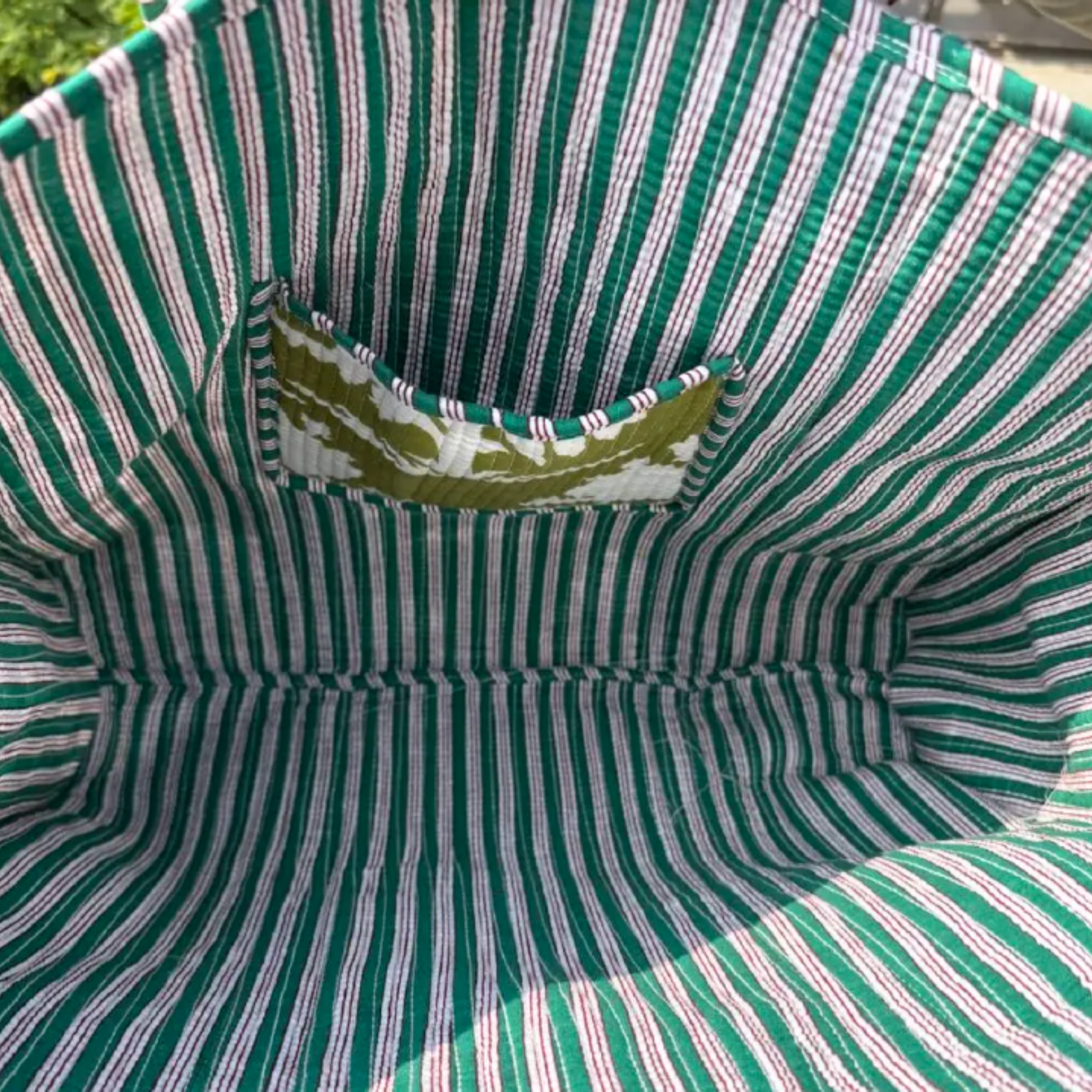 inside green and white stripe pattern 